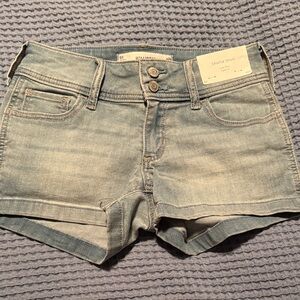 Hollister Light Blue Double-Button Denim Shorties